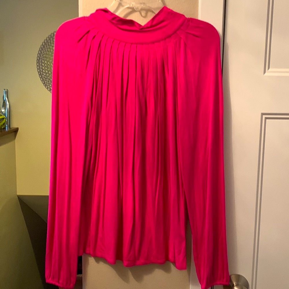 Michael Kors Pleated Flowing Top Blouse Hot Pink Size PS Oversized Relaxed Fit